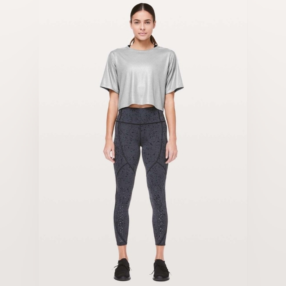 Lululemon To The Beat Tee X SoulCycle Luminosity Foil Heathered Metal Grey 4-6